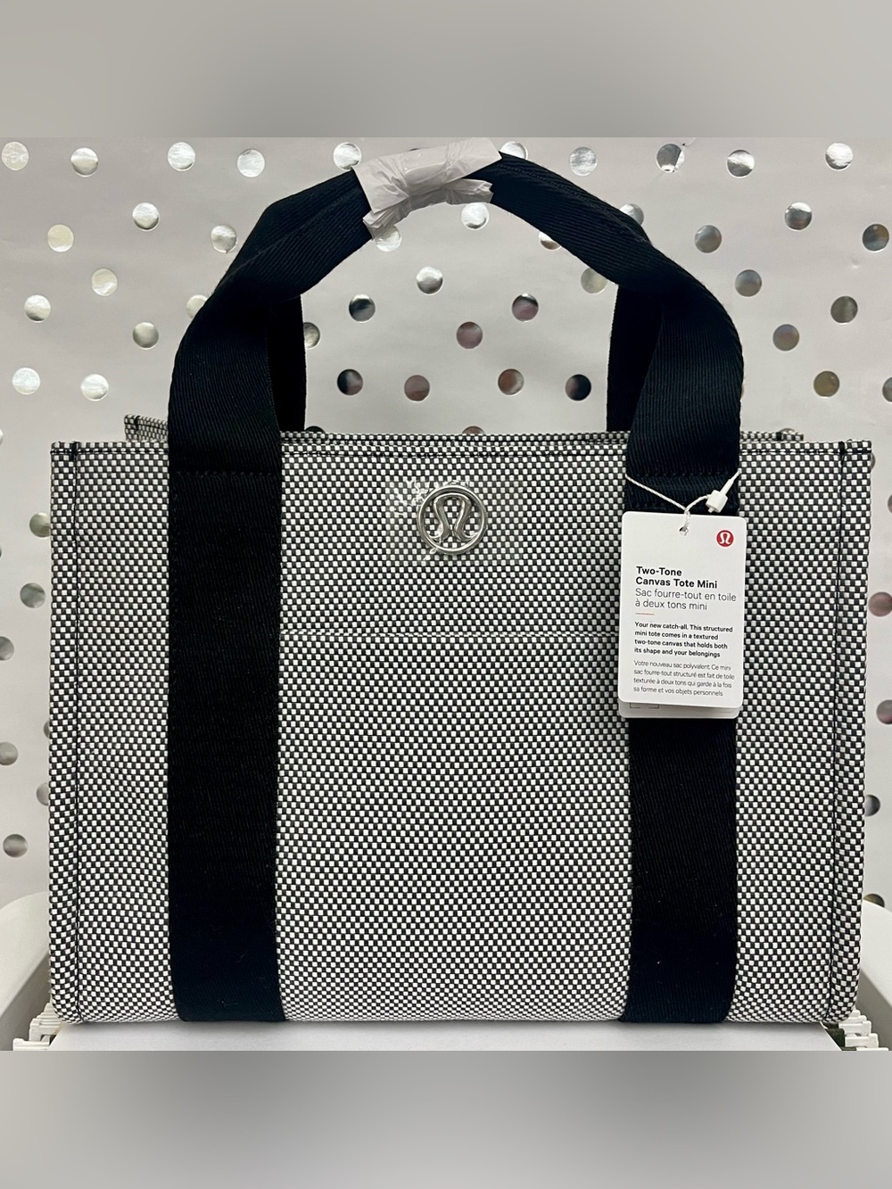 NWT Lululemon Two-Tone Canvas Mini Tote Bag 4.5L Anchor Light Ivory and Black - Picture 2 of 9